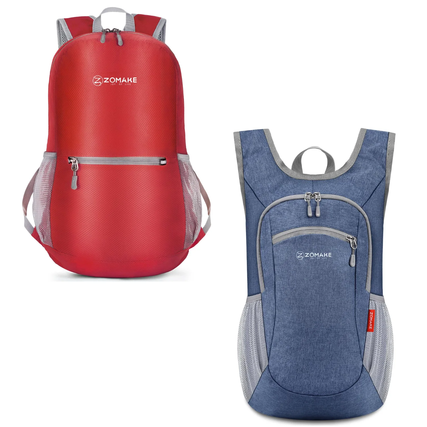 ZOMAKE Ultra Lightweight Hiking Backpack 10L + 20L, Red Navy Blue
