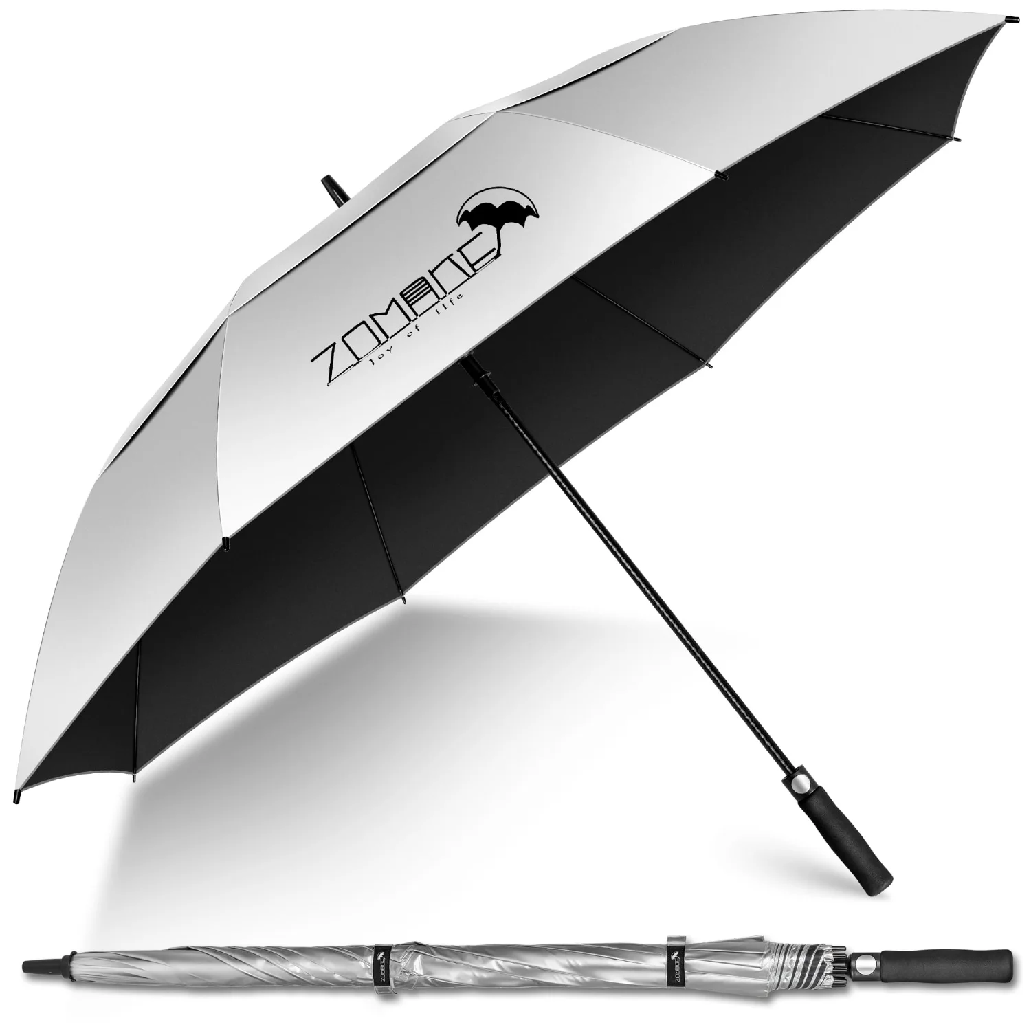 ZOMAKE Windproof Golf Umbrella UV Protection 62", Black