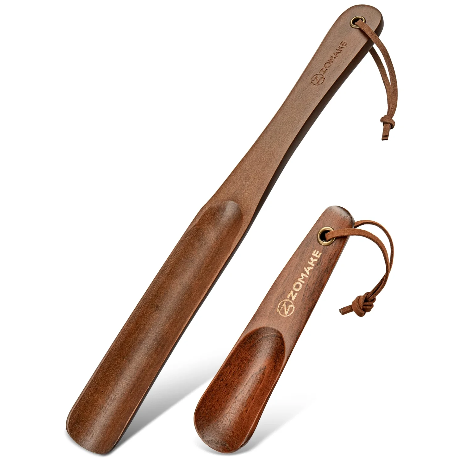 ZOMAKE Shoe Horn Long Handle 13.8", Brown