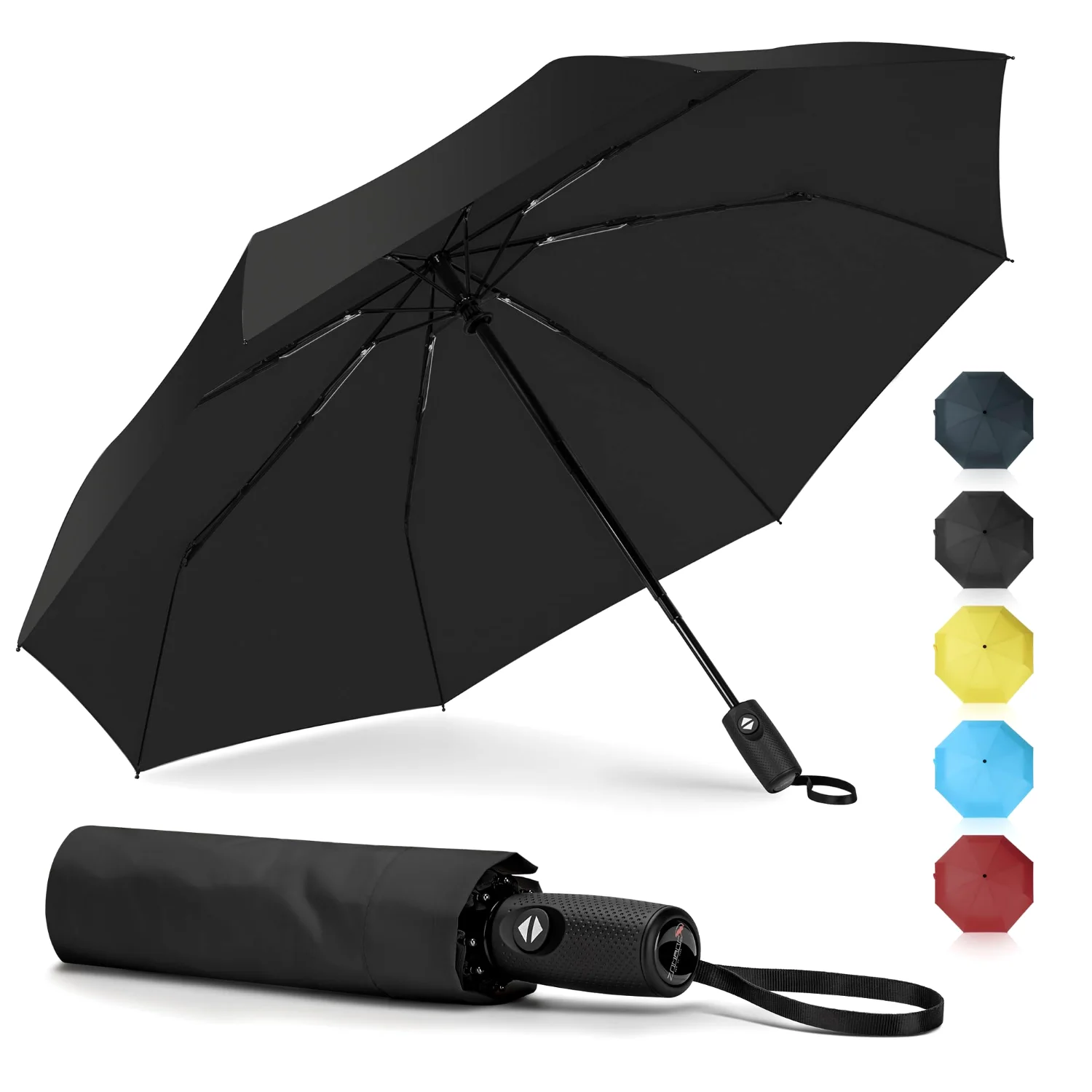 ZOMAKE Travel Umbrella Windproof 42", Black