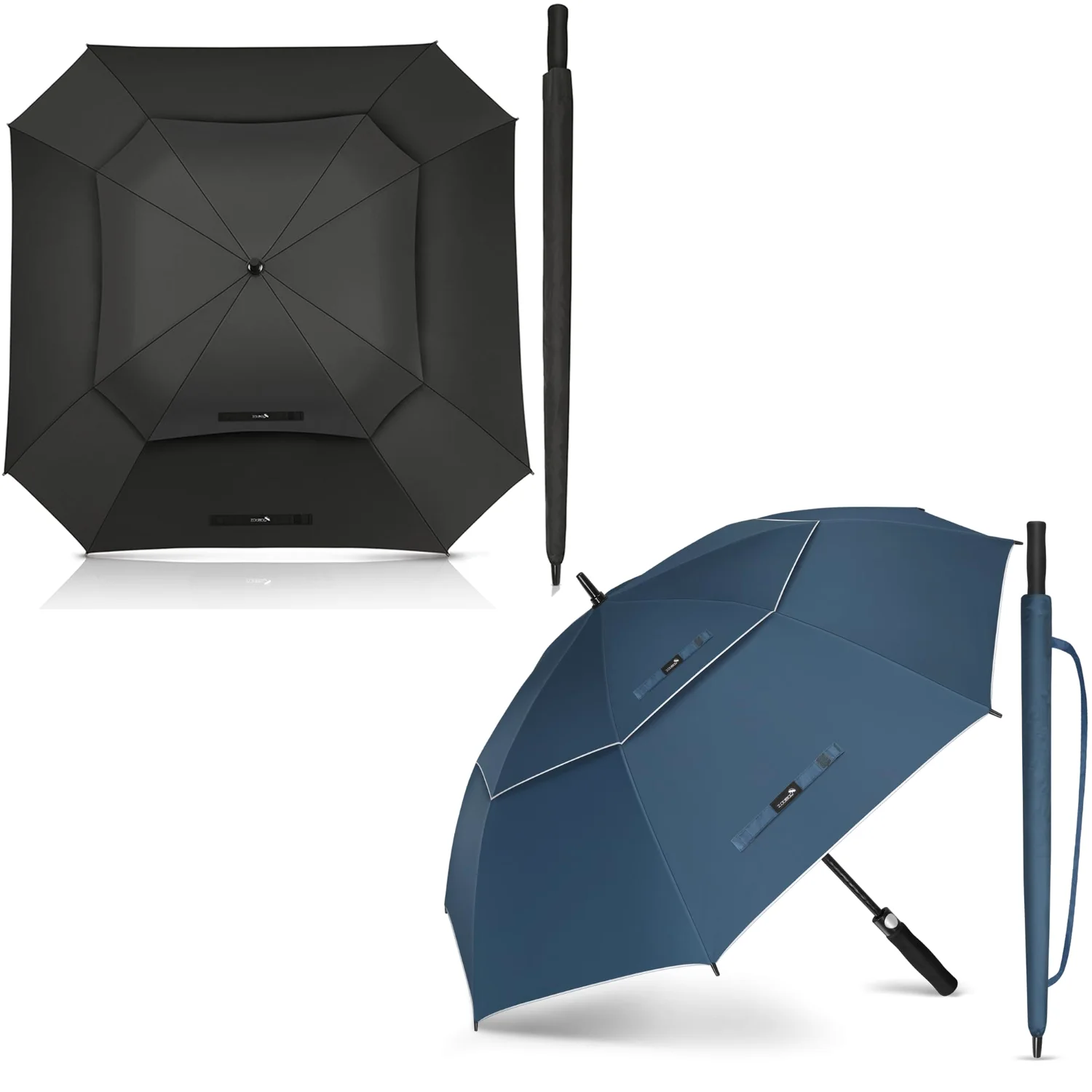 ZOMAKE Extra Large Golf Umbrella 62" + 68", Black Navy