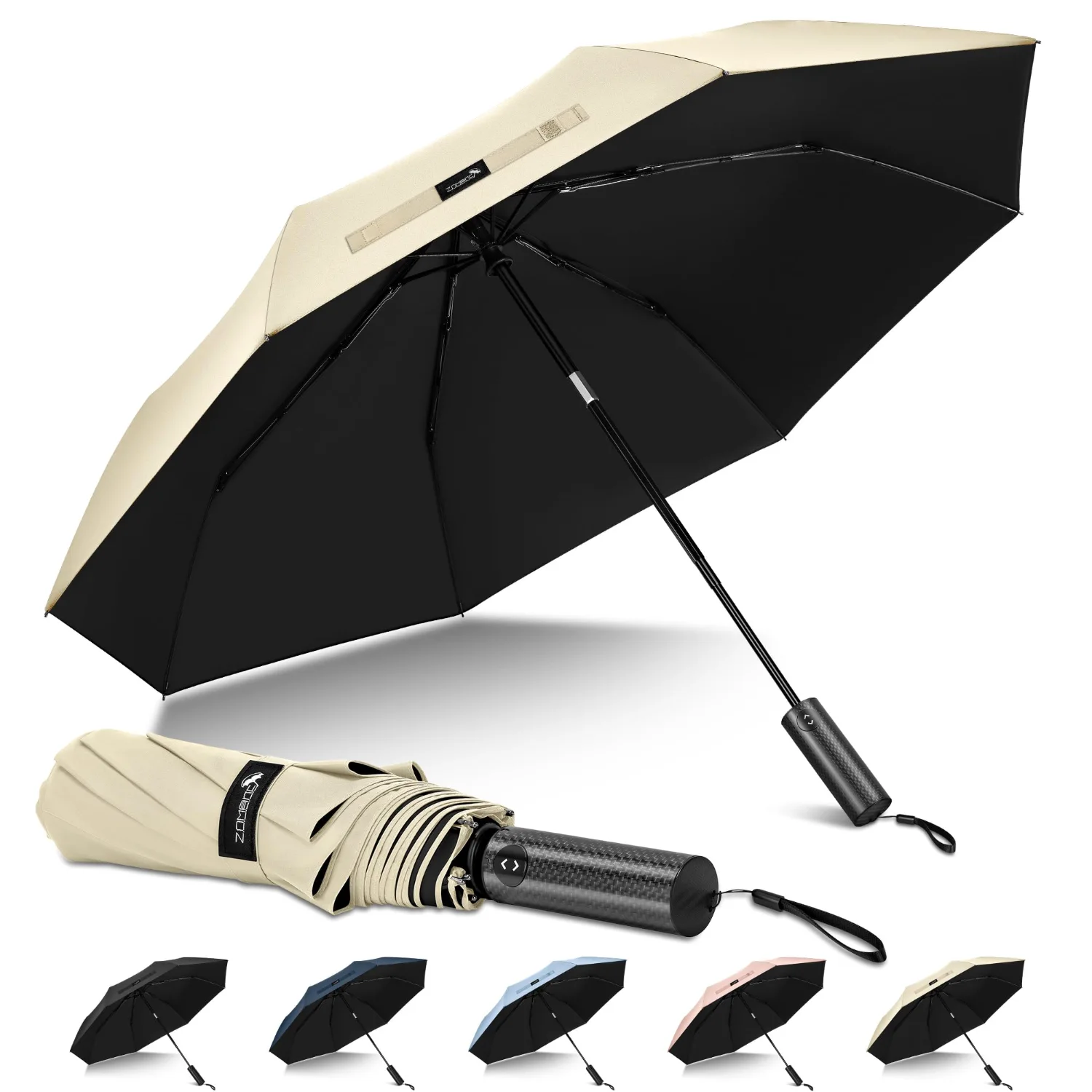 ZOMAKE Travel Umbrella Compact 43", Apricot